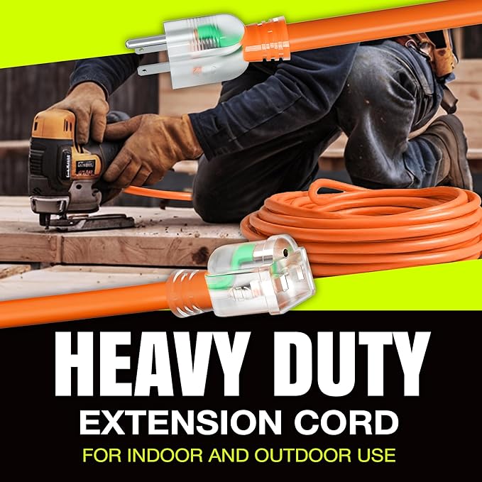 75ft Outdoor/Indoor Extension Cord 12/3 Gauge Extra Heavy Duty 3 Prong SJTW, Waterproof, Flexible Cold-Resistant Long Power Cord,15A 125V 1875W, Orange by LifeSupplyUSA