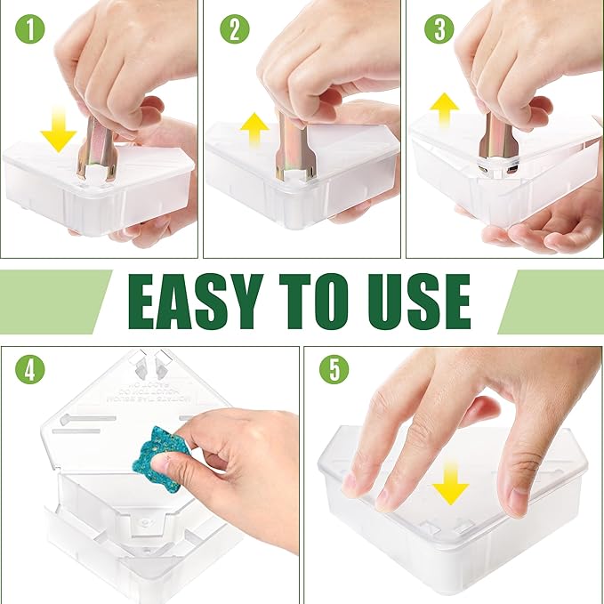12 Pack Mouse Bait Stations, Reusable Mice Bait Station with Keys, Small Rats Poisoning Station Box for Indoor Outdoor Kitchen Garage, Safe for Kids and Pets, Bait Not Included, Clear