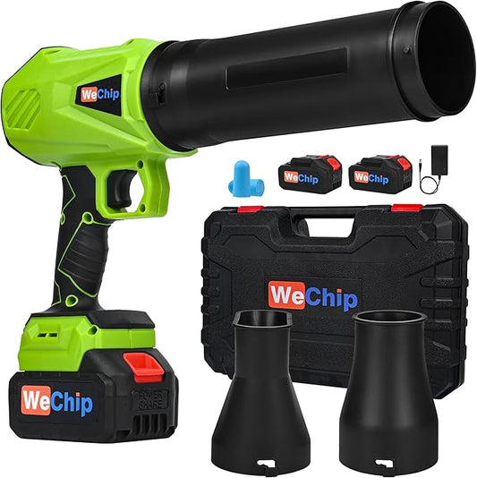 Leaf Blower Cordless 800,000 RPM with Battery and Charger,Lightweight Electric Handheld Blower with 3 Replaceable Air Nozzles Used for Lawn Care, Yard Cleaning, Snow Blower, Dust Collector (Green)