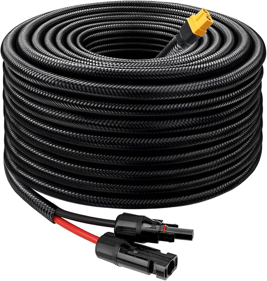 MOOKEERF Solar to XT60 Cable 10AWG 30FT Solar Connector to XT60 Adapter Cable for Solar Panel to Battery RV Portable Power Station Solar Generator - 30 Foot