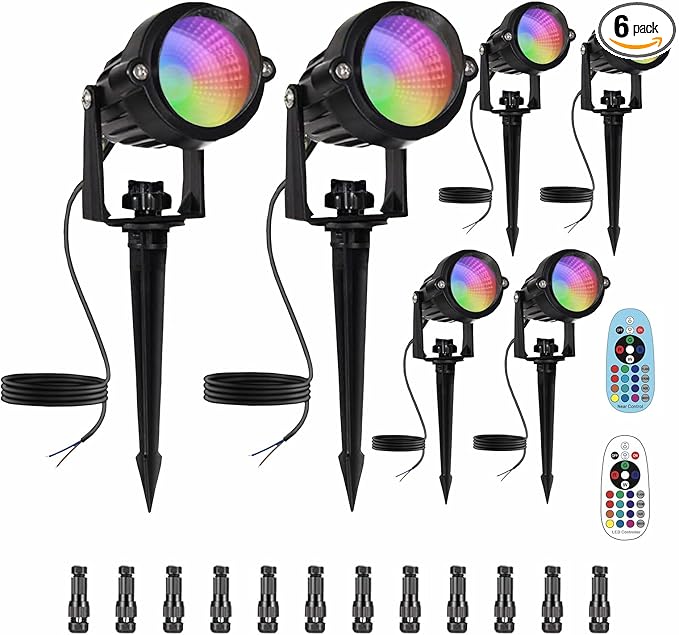 AGDJASA Low Voltage RGBW LED Landscape Lights Spot Lights Outdoor for Yard Garden Decor Spotlight, 12V-24V Low Voltage Landscape Lighting with 16 Color Changing and Remote IP68 Waterproof (6)