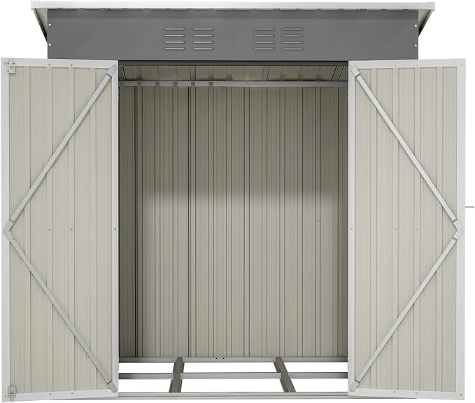 ZMAD Outdoor Storage Shed Metal, Large Garden Tool Sheds Outdoor with Lockable Doors, Waterproof Steel Utility Storage Building (Gray, 6 x 4 ft/Floor Frame)