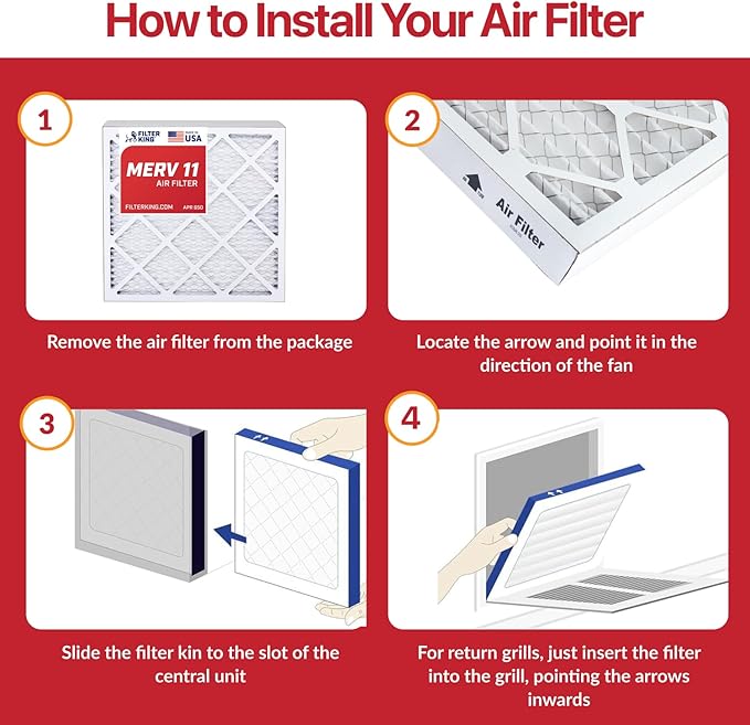 Filter King 10x14x1 Air Filter | 12-PACK | MERV 11 HVAC Pleated A/C Furnace Filters | MADE IN USA | Actual Size: 9.5 x 13.5 x .75"