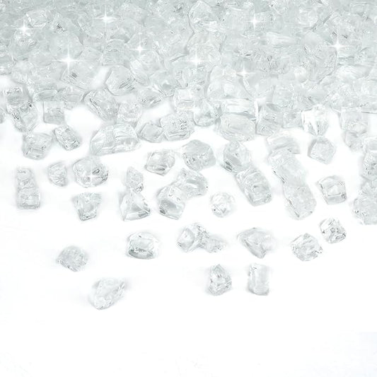 Skyflame High Luster 10-Pound Regular Fire Glass for Fire Pit Fireplace Garden Landscaping Platinum 1/2" Size
