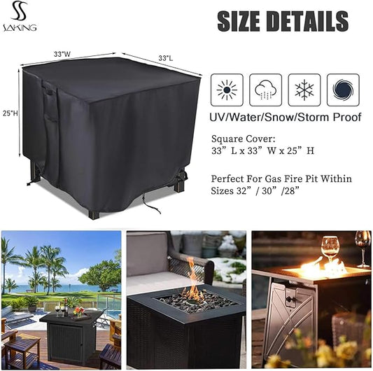 Saking Fire Pit Cover,32 Inch Square Firepit Covers Outdoor Gas Fireplace Fire Table Cover Fits for 28-32 Inch Propane Fire Pit Table – 32 x 32 x 24 Inches