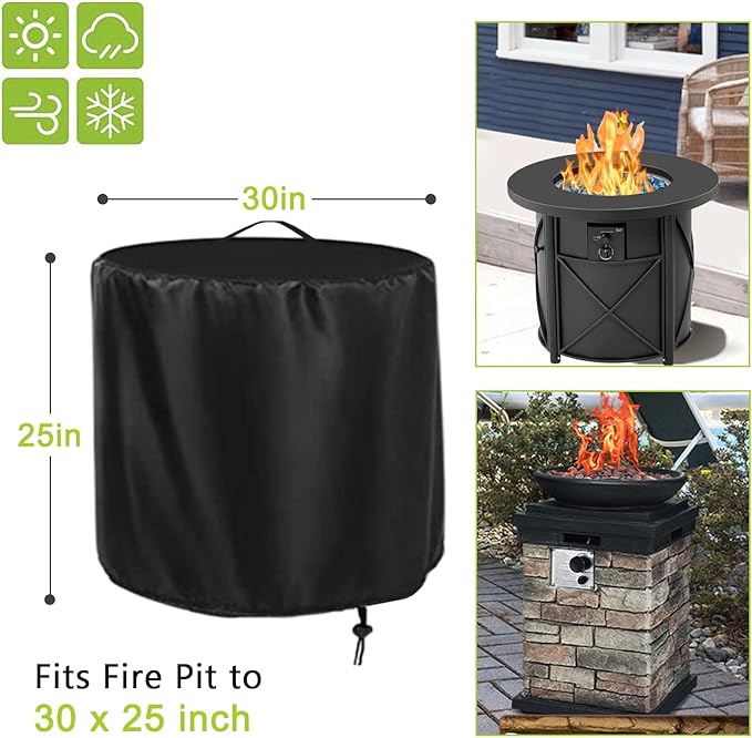 Fire Pit Cover,30 x 25 Inch Round Propane Firepit Cover for BALI OUTDOORS,Outside Gas Propane Fire Pit Cover Round Fire Pit Column