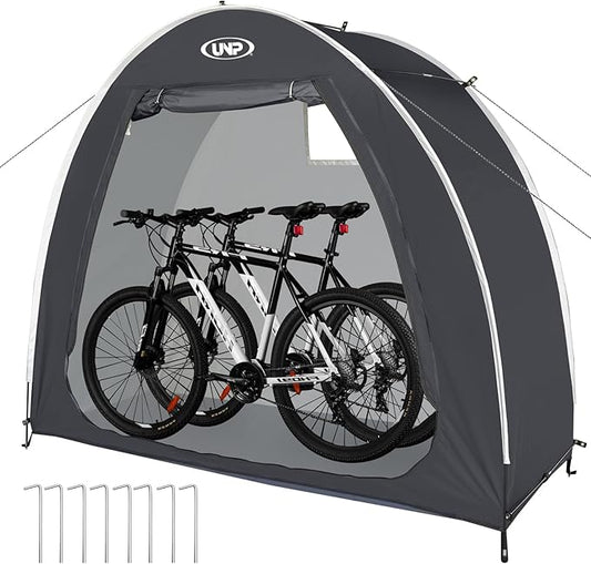 UNP Bike Storage Shed Tent, Portable Outdoor Bike Storage Tent with 210D Oxford Thick PU4000 Waterproof for 1/2/3/4 Bikes, Bike Covers Storage Shed for Bicycles, Lawn Mower, Garden Tools