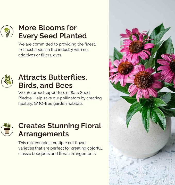 Eden Brothers The Bees Knees Wildflower Mixed Seeds for Planting, 1/4 lb, 120,000+ Seeds with Siberian Wallflower, Cosmos | Attracts Pollinators, Plant in Spring or Fall, Zones 3, 4, 5, 6, 7, 8, 9, 10