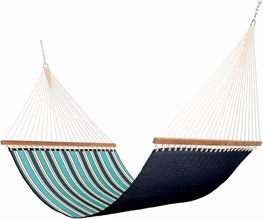 Nags Head Hammocks Token Surfside Sunbrella Quilted Hammock – 13 ft. x 55 in., 450 lb Capacity, Cumaru Spreader Bar, Galvanized Hardware, Rolled Rim Grommets, Handcrafted in The Carolinas