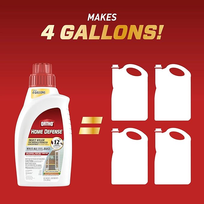 Ortho Home Defense Insect Killer for Indoor & Perimeter Concentrate: Makes 4 Gallons, Odor Free, Dries Fast, 32 fl. oz. (Pack of 2)