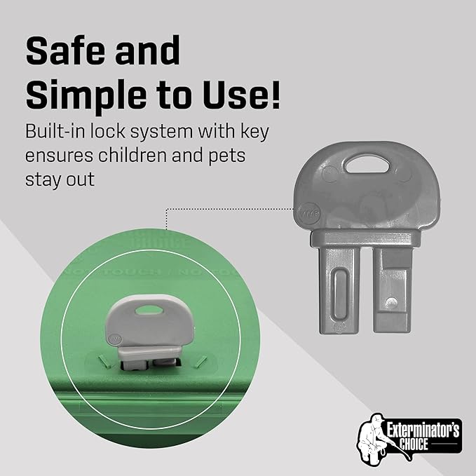Exterminators Choice Rat Bait Stations - 2-Pack Large Green Bait Boxes - Heavy-Duty with Secure Lock & Key - Outdoor Use for Rats & Mice