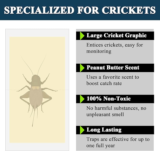 Qualirey Giant Cricket Glue Traps 20Pcs(Tear Into 40Pcs), Non Toxic Adhesive Cricket Catcher Indoor Insect Extra Sticky Trap, for Most Crawling Insects, Spider, Scorpion, Centipede, 11’’ x 5.3’’
