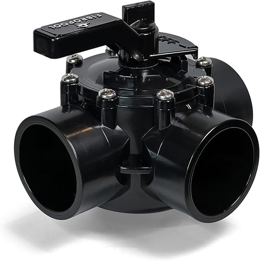 FibroPool Swimming Pool Diverter Valve - 2 Inch - 3 Way - Positive Seal & Non Lube Replacement Valve for Pools and Spas