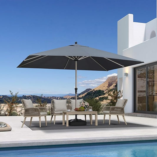 PURPLE LEAF 9' x 11' Rectangle Paito Outdoor Umbrella for Patio, Aluminum Table Umbrella for 3 Year Fade Resistant, Sturdy Pool Market Umbrella for Deck Garden, Patio or Lawn