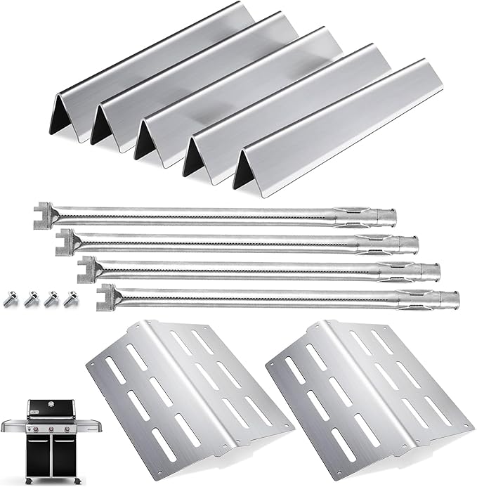 Flavorizer Bars Heat Deflector Burner Tube Set for Weber 300 Series E310 E320 E330 EP310 EP320 EP/CEP330 S310 S320 S330 Front Control Knob, Weber Genesis 62752 7620 7622 Grill Replacement Parts