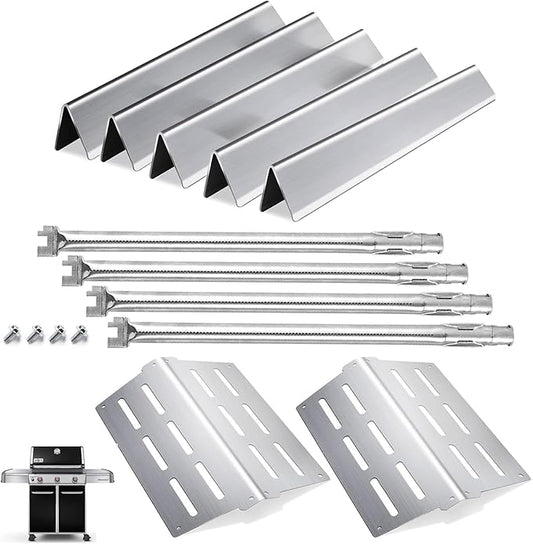 Flavorizer Bars Heat Deflector Burner Tube Set for Weber 300 Series E310 E320 E330 EP310 EP320 EP/CEP330 S310 S320 S330 Front Control Knob, Weber Genesis 62752 7620 7622 Grill Replacement Parts