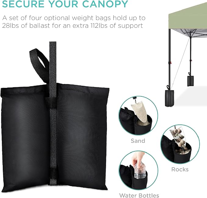 Best Choice Products 8x8ft 1-Person Setup Pop Up Canopy Tent Instant Portable Shelter w/ 1-Button Push, Case, 4 Weight Bags - Sage Green