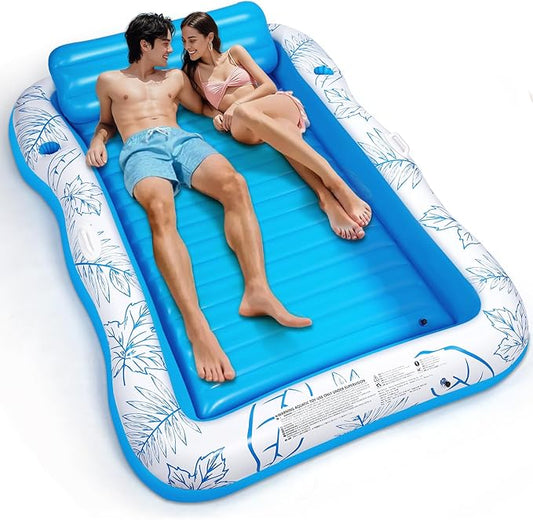 Inflatable Adult Pool Lounger Float - BAIAI Extra Large Beach Sun Tanning Floats Raft Sunbathing Water Lounge Floaties Tub with Drink Holder Blow Up Lake Suntan Floating Swimming Mattress Mat (XXL)