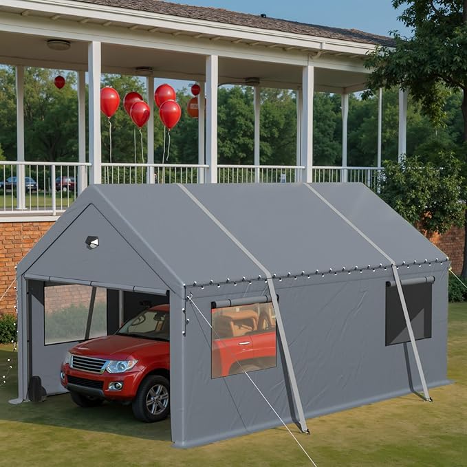 Car Ports 12x20 Heavy Duty,Carports with Sidewalls,Carport Canopy All Weather,Grey