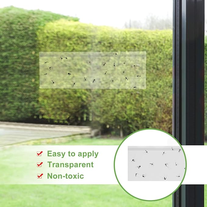 150 Pack Window Fly Trap, Fruit Fly Traps Indoors, Fly Paper Sticky Strips, Fly Traps for Indoors Clear