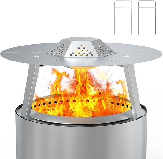 Heat Deflector for Solo Stove 19.5" Bonfire 1.0 2.0 Fire Pit Accessories Stainless Steel 304 Heat Diffuser with Carrying Handle and 3 Support Leg for 19.5 Inch Other Outdoor Indoor FirePits Accessory