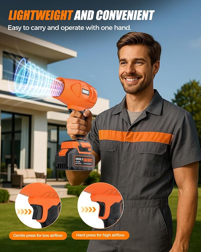 Leaf Blower Cordless with Battery and Charger, 980,000 RPM, Extended Nozzle, Blower for Patio Cleaning,Blowing Leaves and Dust，Birthday Gifts for Men Dad Husband (Persian Orange)