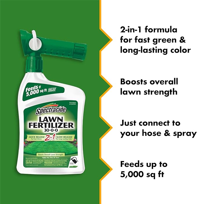 Spectracide Lawn Fertilizer 30-0-0, 3 Count, 2-in-1 Formula Boosts Overall Lawn Strength, Promotes Thick, Green Growth Without Burning