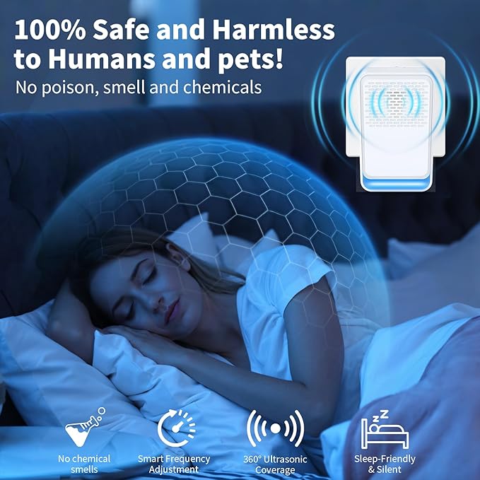 2026 New Mouse Repellent Ultrasonic Plug-in, Pest Repeller Indoor Control for Rodent, Mouse, Mice, Bat, Roach, Spider, 3-in-1 Electronic Repellent Devices for House, Kitchen, Garage, Attic, 6Pack