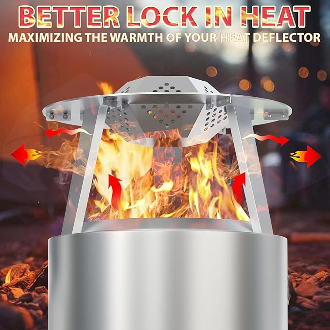 Heat Deflector for Solo Stove Ranger Accessories, Heat Diffuser for Solo Stove Ranger 15" Firepit Captures & Redirects Warmth, 304 Stainless Steel Ranger Heat Deflector with Carrying Handle & 3 Legs