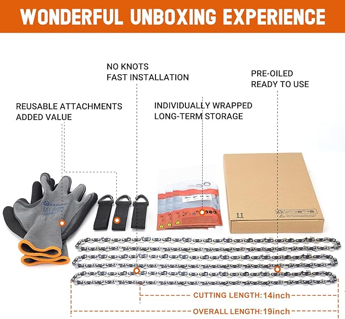 Savior 3Pcs 14 Inch Chainsaw Chain 3/8" LP Pitch .043" Gauge 52 Drive Links for EGO CS1400 CS1401 Makita XCU03 XCU04 XCU08 KOBALT KCS 4040-06 Worx WG384.9 for Makita E-00228, R52