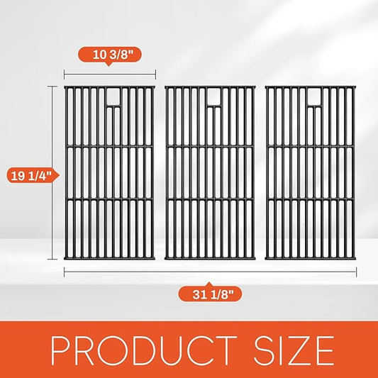 GGC 19 1/4" Grill Grates for Brinkman 810-8500-S 810-8501-S 810-8502-S, Cast Iron Grill Replacement Parts for Charmglow 720-0234, Jenn-Air 720-0337 720-0062 720-0062-lp, Nexgrill 720-0003