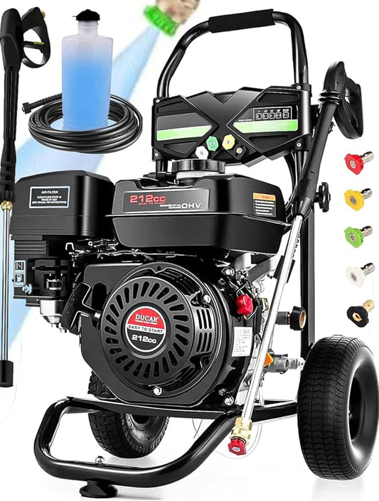 4200PSI Gas Pressure Washer 4.0GPM Gas Power Washer 212CC Gas Powered Washing Machine Commercial High Pressure Washer with 25ft Hose&5 Nozzles for Patio Garden Yard Vehicle,EPA/CARB/ETL (Black)