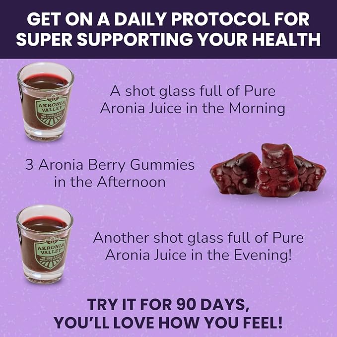 Aronia Berry Gummies | 45 Vegetarian Gummies | Pack of 2 | Immune Support, for Health and Wellness, Delicious Aronia Flavor