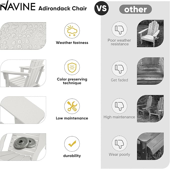 Adirondack Chair Set of 6, HDPE Folding Adirondack Chair with Multifunctional Cup Holder, Weather Resistant Fire Pit Chair for porches, patios, poolsides, Decks.
