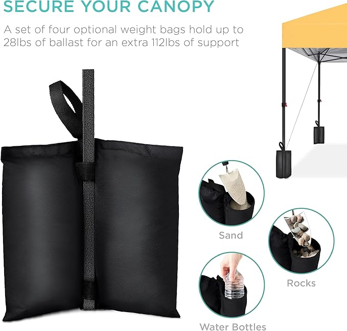 Best Choice Products 8x8ft 1-Person Setup Pop Up Canopy Tent Instant Portable Shelter w/ 1-Button Push, Case, 4 Weight Bags - Marigold