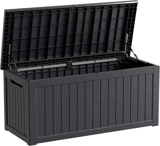 Mersco 270 Gallon Double-Wall Resin Deck Box - Lockable Waterproof Outdoor Storage Box, 1000lbs Capacity & Doubles as Seating for Patio Furniture - Garden Tools, Pool Accessories (Black)
