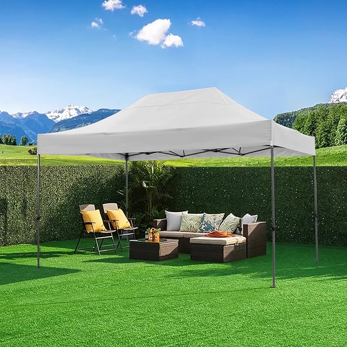 COBIZI 10x15 Pop Up Canopy Without Sidewall,Heavy Duty Canopy UPF 50+ All Season Wind Waterproof Commercial Outdoor Wedding Party Tents for Parties Gazebo with Carry Bag(10 x 15 ft White)