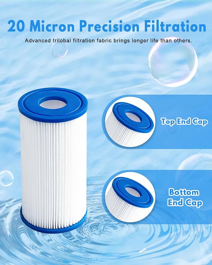 DAYEAR Cold Plunge Filter Cartridge 20 Micron Pleated Sediment Filter 5"x2.5" (16 Pack) Replacement for Most Compatible with Cold Plunge Chiller,Ice Bath Chiller