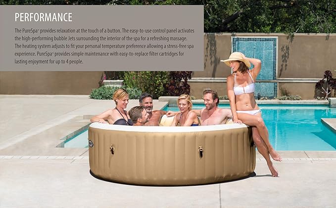 INTEX 28427E PureSpa Bubble Massage, Inflatable Spa Set, Tan, 6-Person
