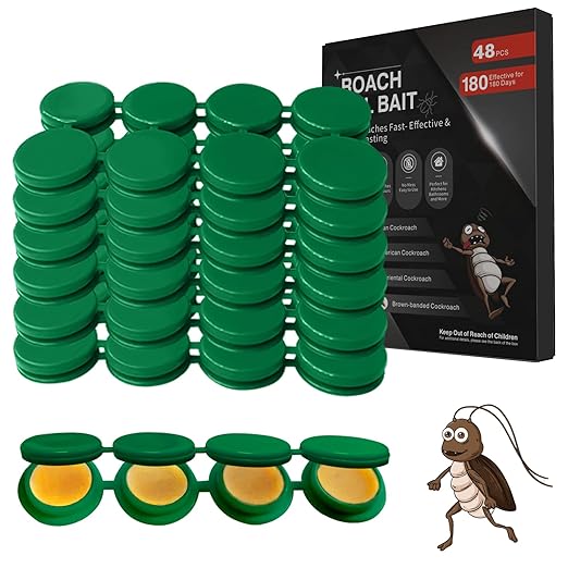 48 Pack Cockroach Gel Bait, Highly Effective Roach Killer Indoor Infestation Solution, Fast Acting Cockroach Killer Indoor Home Kitchen Use, Easy to Apply & No Mess Roach Bait Gel, Long-Lasting