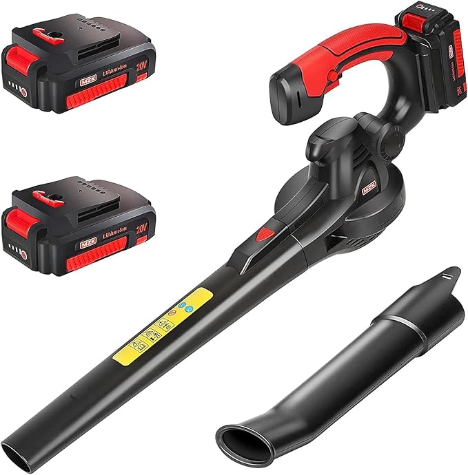 MZK Cordless Leaf Blower,20V Battery Powered Electric Blower for Lawn Care, Electric Lightweight Leaf Blower for Blowing Leaves, Patio Cleaning, Lawn Care and Dust(2 * 2Ah Battery & Charger Included)