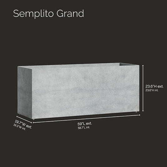 Semplito Grand Rectangular Planter – Concrete Stone Finish – Fiberglass Indoor/Outdoor, Weather-Resistant XL Planter (59" L x 19.7" W x 23.6" H Exterior, 58.7" L x 19.3" W Interior)