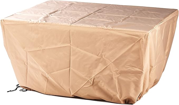 Rectangular 48 in. x 36 in. Aluminum Propane Fire Pit Table, Glass Beads, Two Covers, Lid, 57,000 BTUs in White Finish