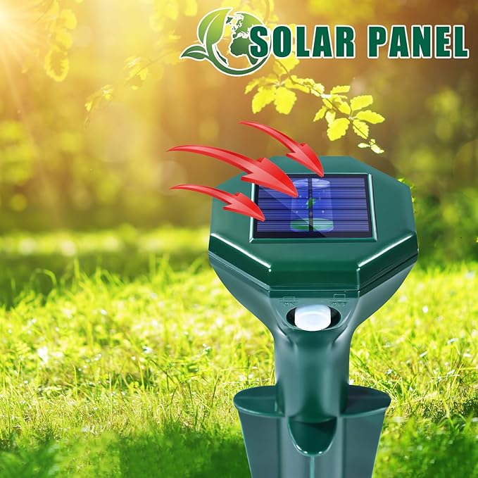 2 Pack-Solar Mole Repeller - Sonic Mole Repeller - Snake Repellent for Yard and Lawn Garden - Mole Repeller - Waterproof Ultrasonic Pest Control Outdoor Keep Mole Away from Yard Lawn (2)