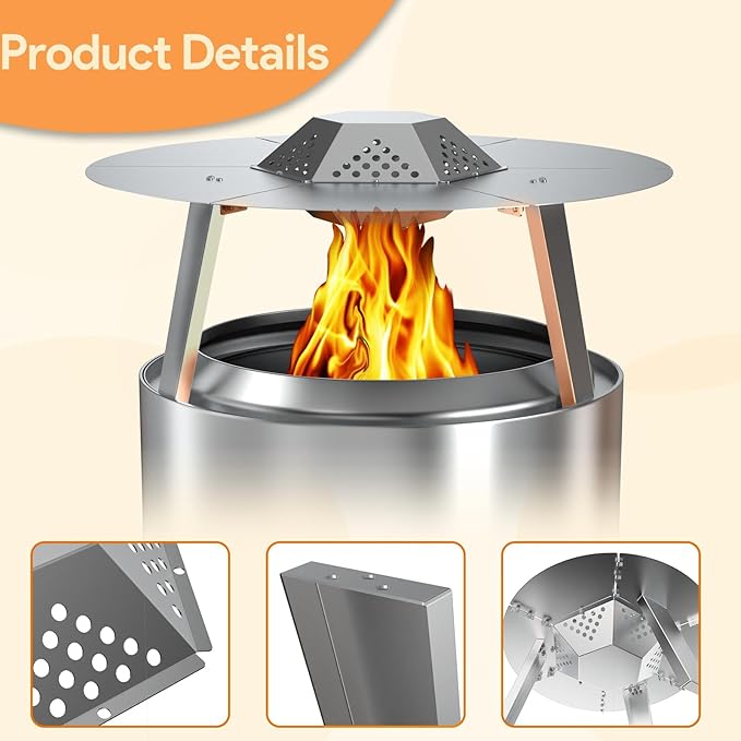 FirePit Heat Deflector for Solo Stove Bonfire 19.5", Portable Heat Diffuser with Carrying Handles for Solo Stove Bonfire, 19.5 Inch Stainless Steel Heat Deflector for Solo Stove Bonfire Accessory