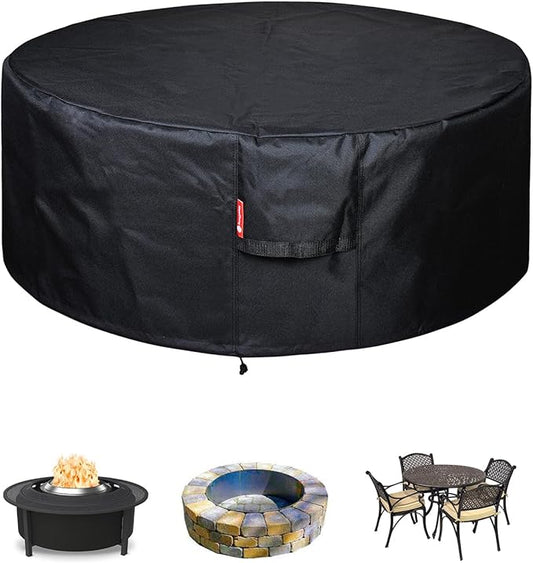 SheeChung Fire Pit Cover Round 60"Dx24"H,Waterproof Heavy Duty 600D Polyester Fire Pit Cover,Large Shelter for Outdoor Patio Fireplace Table Chair,Patio Furniture Covers