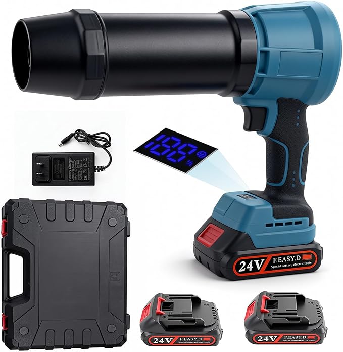 Cordless Leaf Blower, 24V Electric Handheld Leaf Blower with Battery and Charger, Lightweight Powered Blowers for Lawn Care,Yard, Blowing Leaves, Dust, Snow (2, Battery)