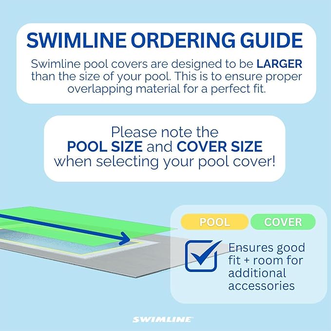 SWIMLINE HYDROTOOLS Silver King Heavy Duty Pool Cover For Above Ground Swimming Pools |21 X 37 FT Cover | Silver / Black | Water Tube Sleeves | UV Protected For 16X32 FT Rectangle Pools | CO142137R