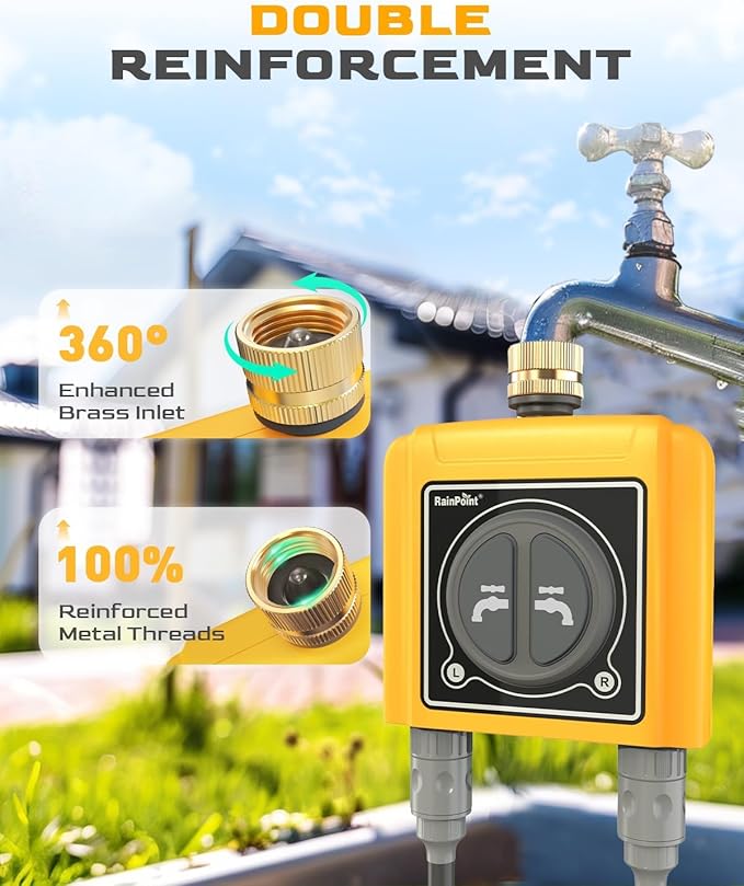 RAINPOINT WiFi Sprinkler Timer 2 Zone, Smart Water Hose Timer 2 Outlet Only, Without WiFi Hub, Must Use with 2.4Ghz WiFi and TWG004WRF WiFi Hub (Lot Number After 202108)