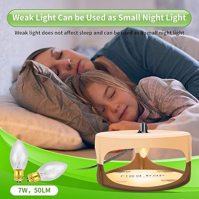Flea Traps for Inside Your Home,New Bed Bug Trap with Light Refills and Sticky Pads,Electronic Fly Gnat Traps Indoor,Sticky Flea Bombs for Home Indoor(Beige, 2 Pack)